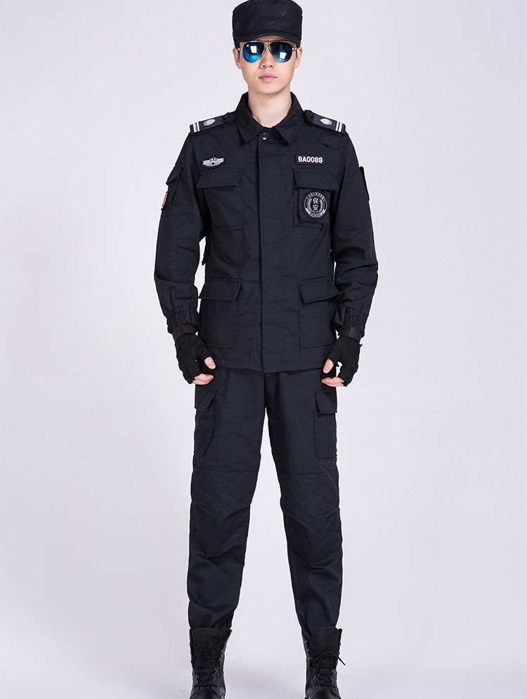 促销治安特保黑色网格特制勤工作服春秋冬装保安衣服长袖特保执勤服装