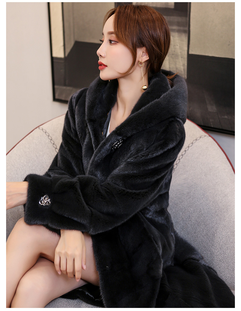 欧迪鸟品牌女装貂皮大衣女新款水貂毛整貂女士中长款皇天鹅绒裘皮皮草