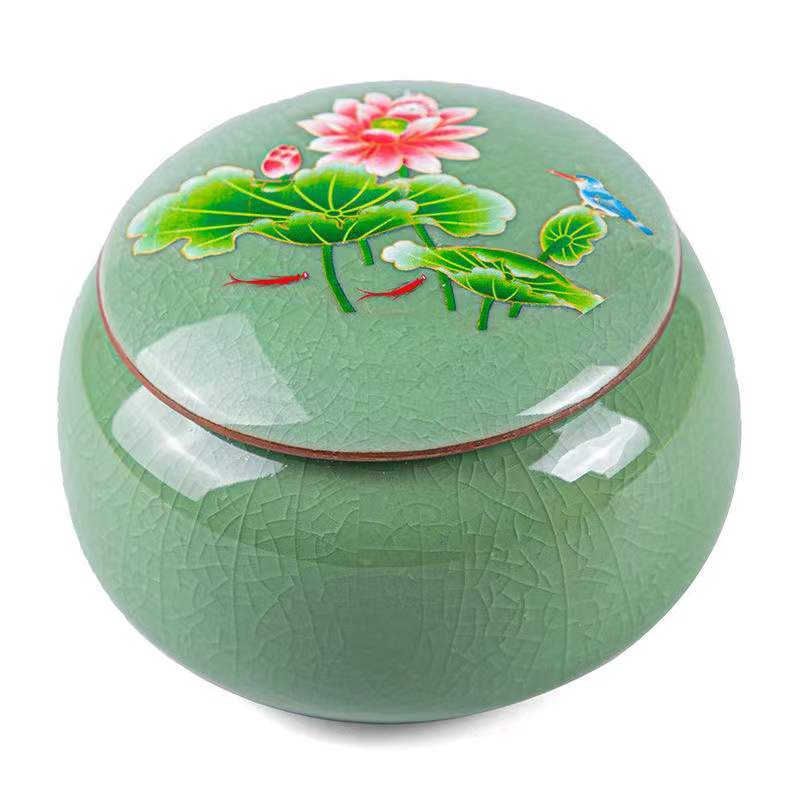 厂家直销陶瓷茶叶罐大号通用单罐茶叶绿茶红茶陶瓷密封罐定制礼盒月灰