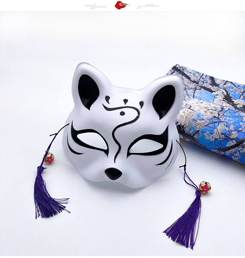 半脸猫面具手绘 抖音同款 日式和风狐狸 动漫男女猫脸cosplay面具