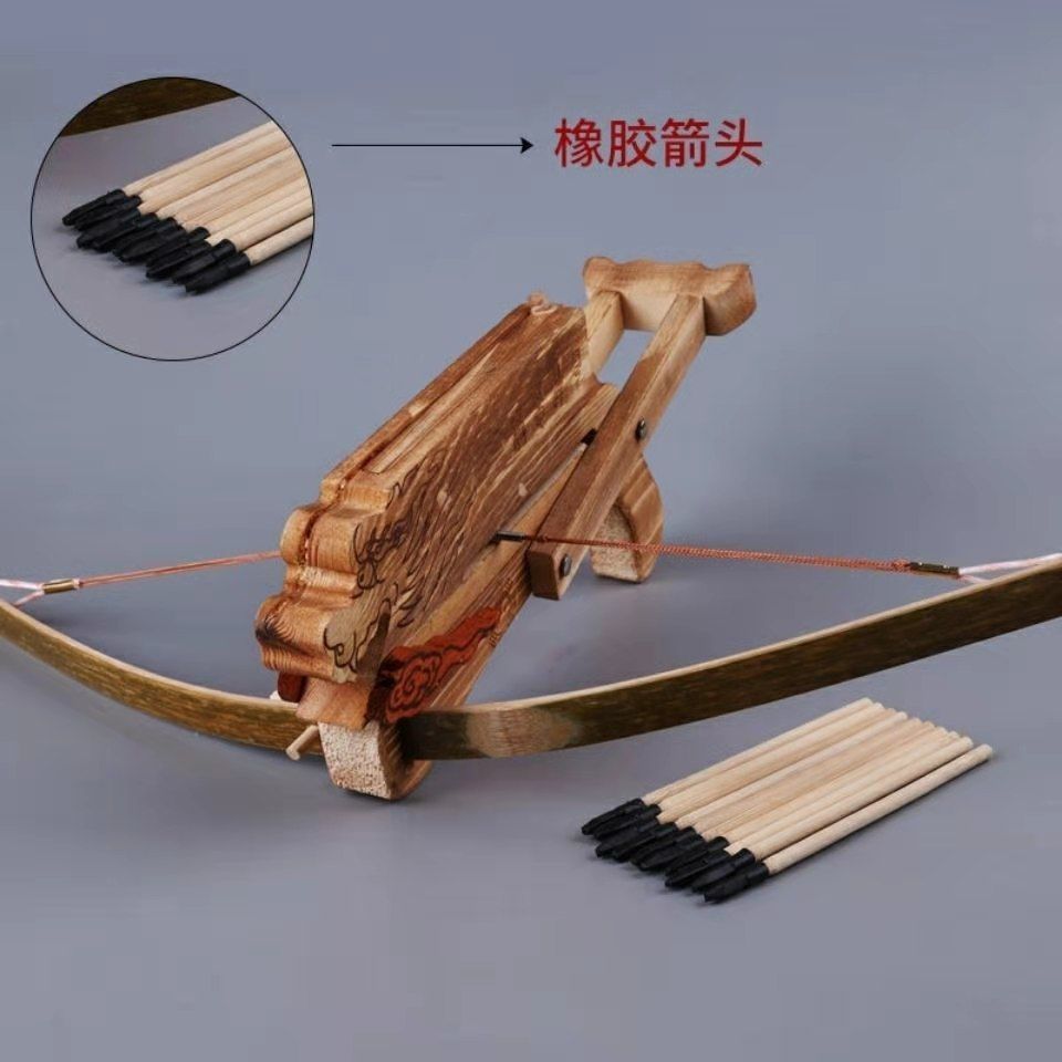 诸葛连弩木质弓箭射击套装玩具弩男孩户外运动子射击迷你手炝弩20支箭