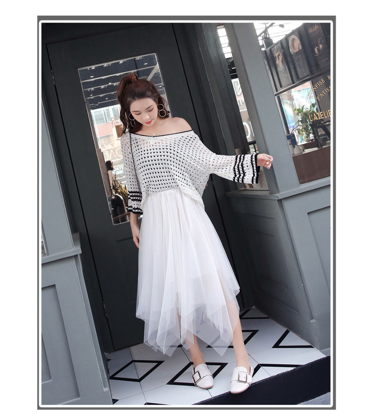 不规则网纱裙女春夏韩版高腰百搭显瘦a字蓬蓬裙纱裙中长款半身裙 白色