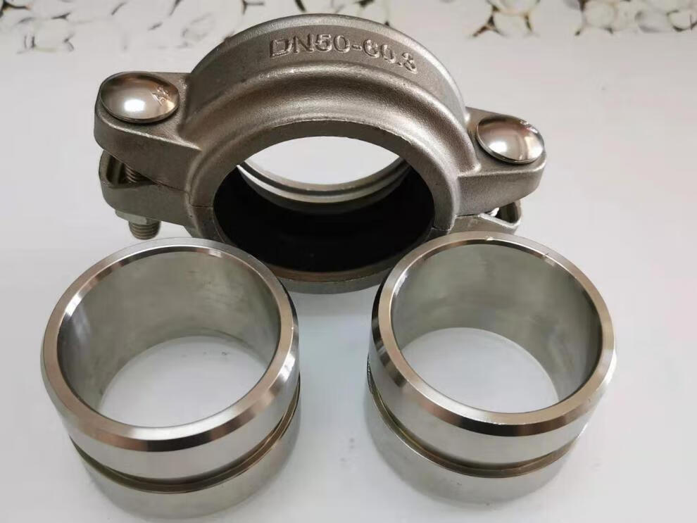 水处理哈夫节 拷贝林接头/卡箍套 304不锈钢消防卡箍沟槽短接 4件套