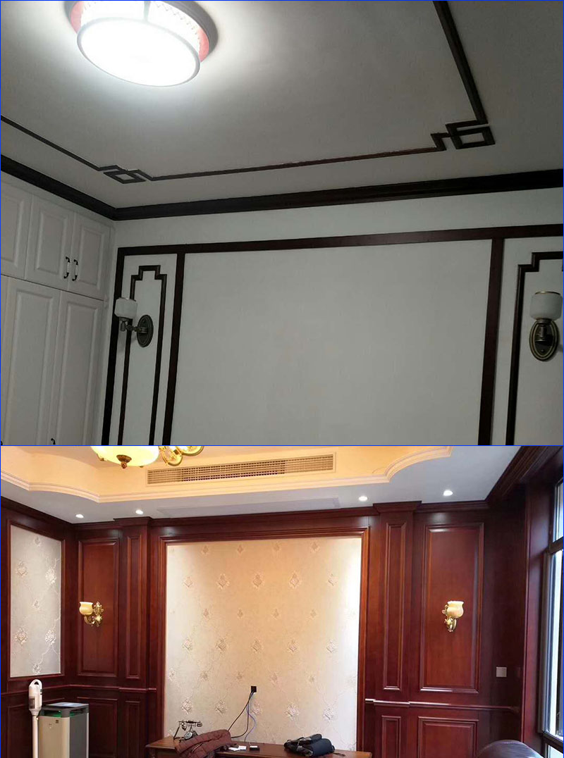 客厅卧室吊顶衣柜顶角线帽头木线条天花板阴角线装饰条石膏线 柚木色