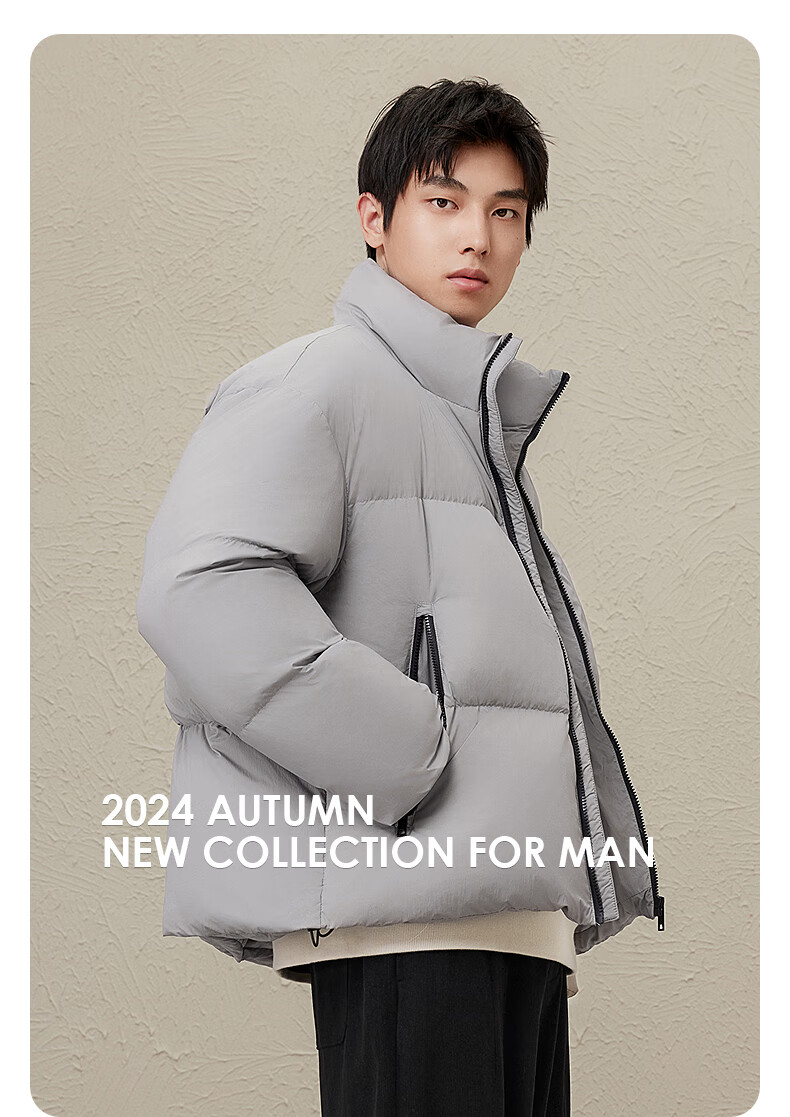 GXG Men's Clothing, 2024 Autumn And Winter New Warm Stand-Collar down Jacket for Men, Gray, Size 165/S 5