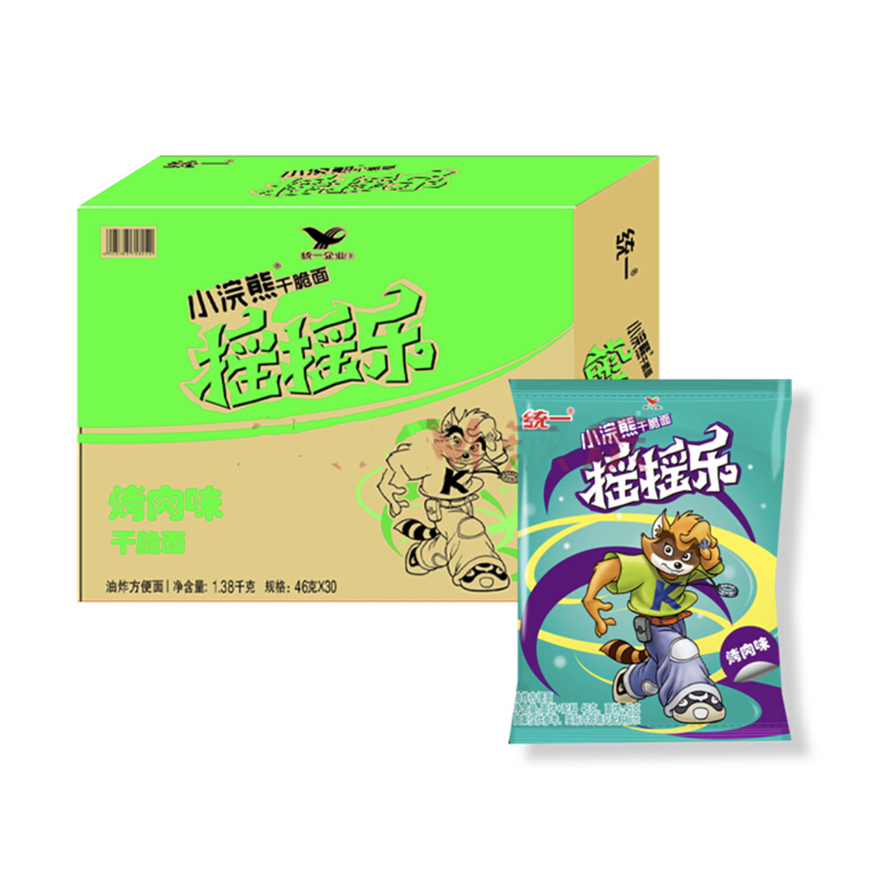 新疆统一小浣熊摇摇乐干脆面15袋方便面组合点心干吃面办公室零食烤肉