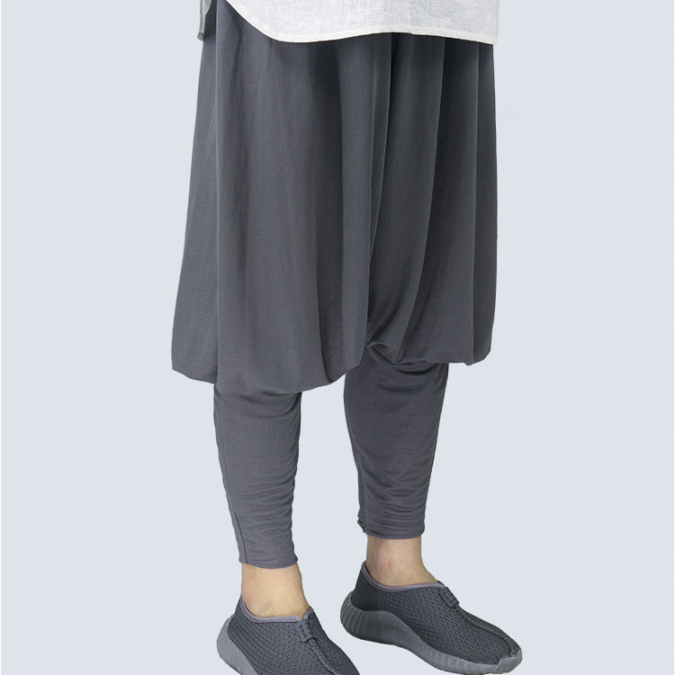 僧裤免绑腿夏季薄款冰丝透气和尚裤子出家人僧服小褂裤 藏红色(丝光棉