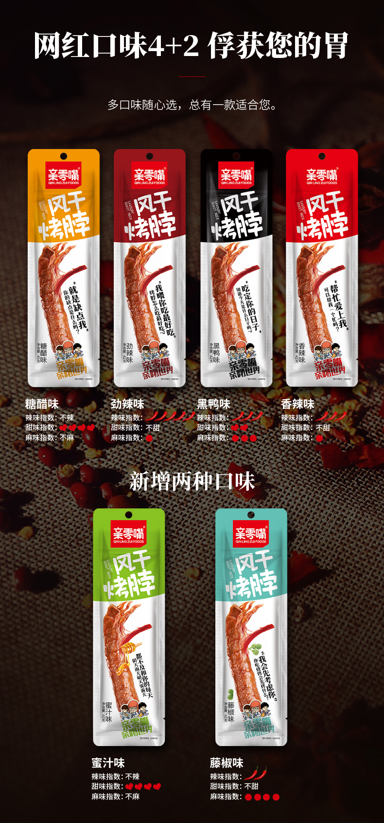 亲零嘴风干烤脖40根香辣零食手撕鸡脖一整根整箱黑鸭味42g12根