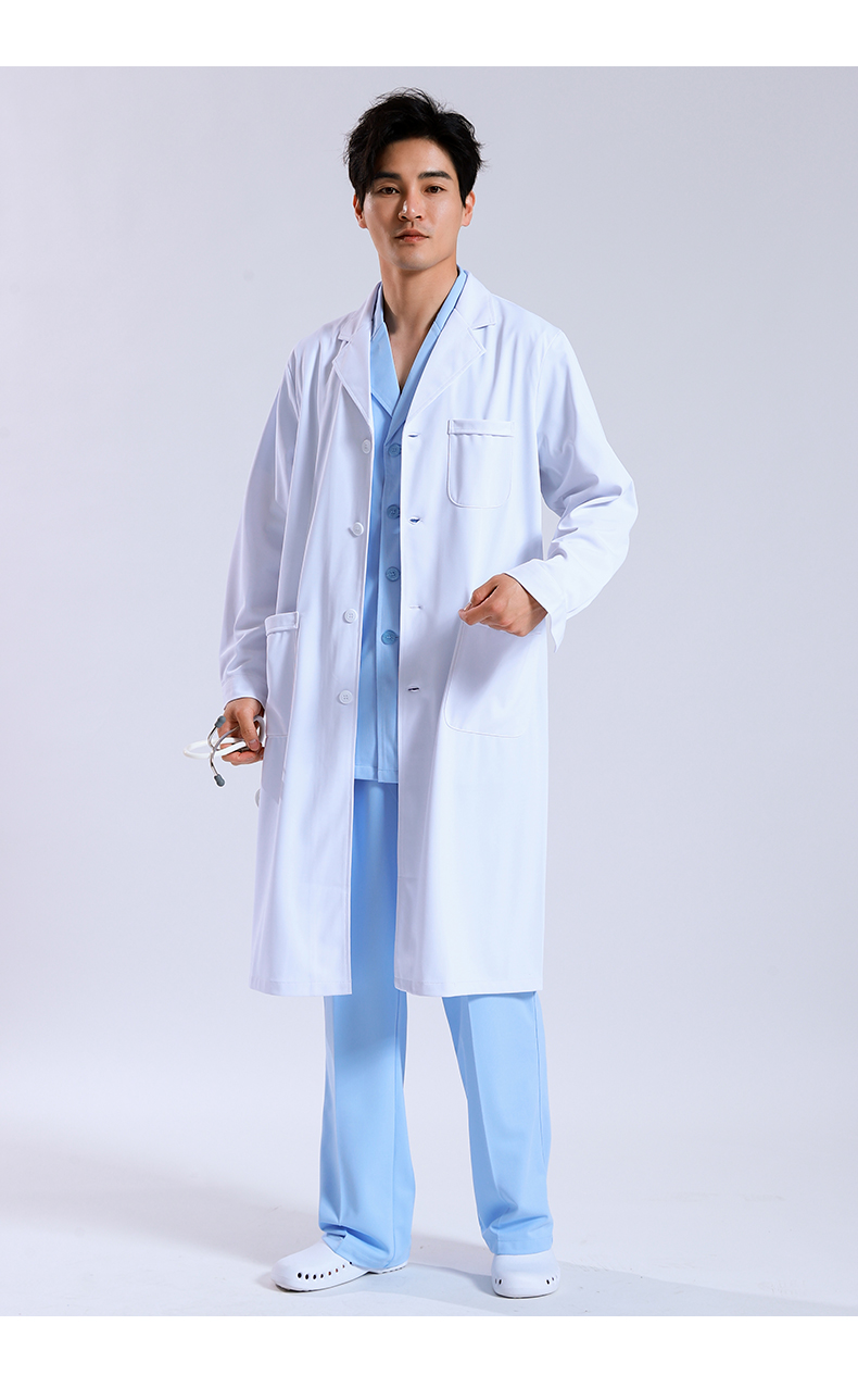 【白大褂男生长袖】工作服女学生用白大衣纯棉化学实验服定制定制款 (