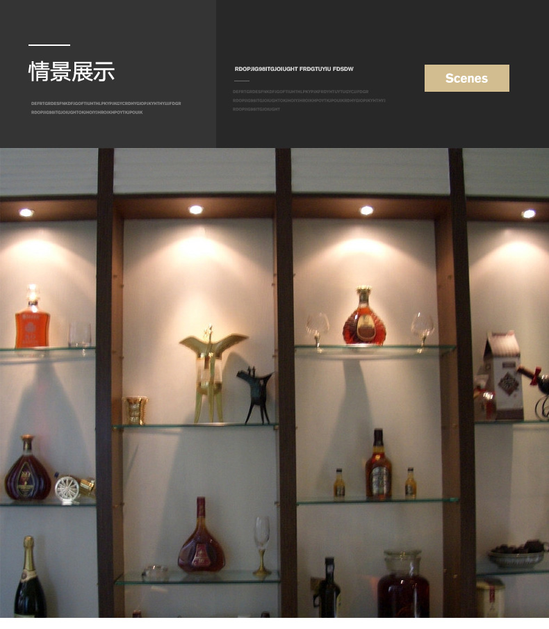 酒柜小射灯嵌入式4cm开孔5公分展柜小筒灯 橱柜3w迷你射灯开孔4.