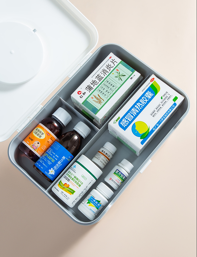 茗芮居药箱家庭装家用大容量多层医药箱应急医护收纳药品小药盒白色