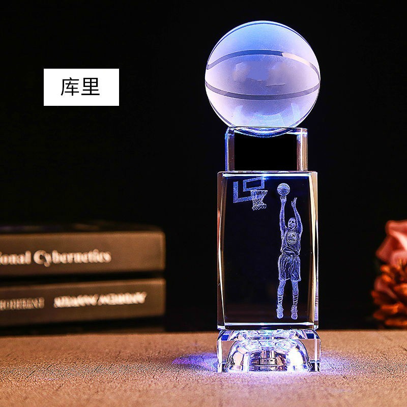 生日礼物送同学兄弟男生男朋友毕业礼詹姆斯水晶篮球模型摆件diy刻字