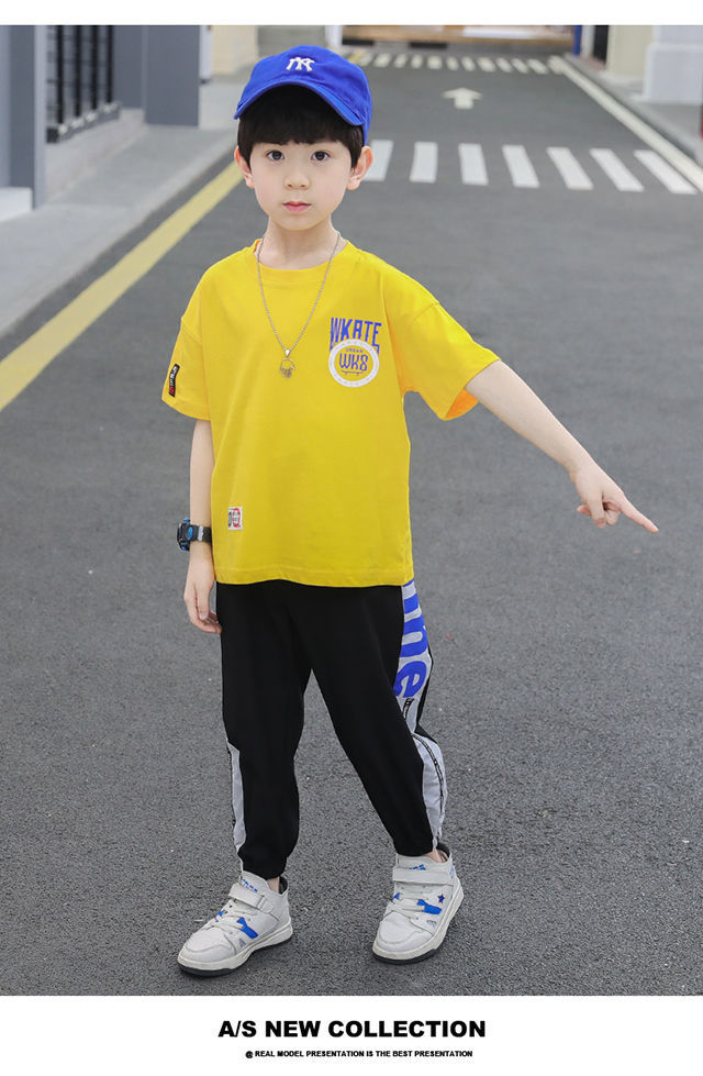 童装儿童衣服男春夏季薄款413岁男童中大童小男孩短袖韩版洋气套装t恤