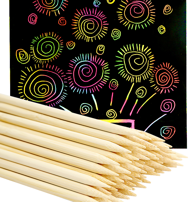 儿童刮画笔刮画纸工具diy竹笔竹签刮蜡笔手工制作美术材料刮刮笔 刮画