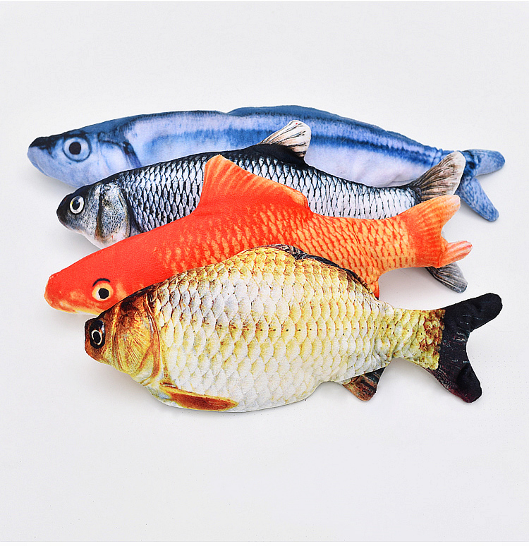 网红电动仿真鱼 含猫薄荷 耐咬猫抱枕 草鱼秋刀鱼 逼真假鱼 电动款秋