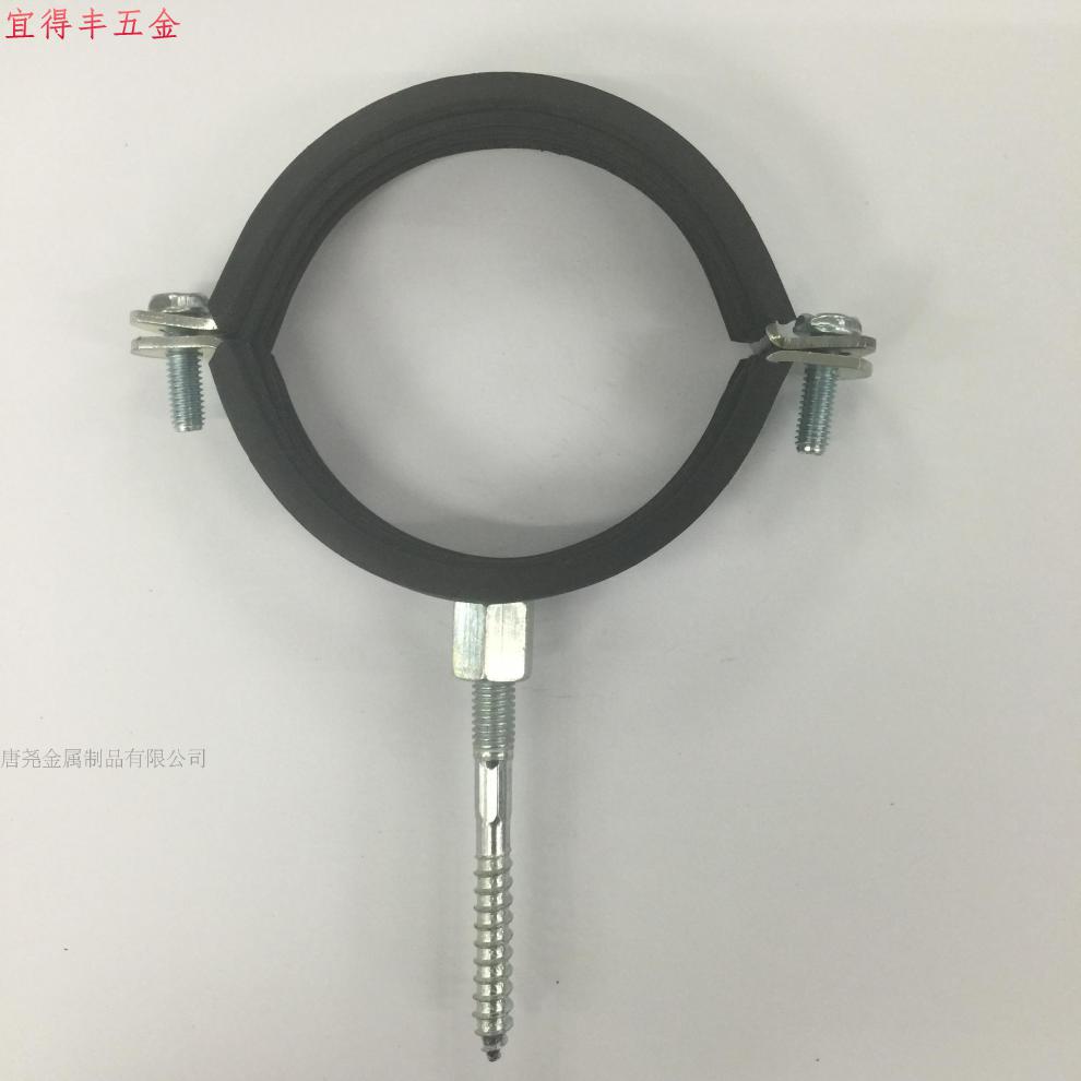 重型铁镀锌带胶管卡固定管夹加厚pvc管箍ppr给水吊卡抱箍固定卡12寸