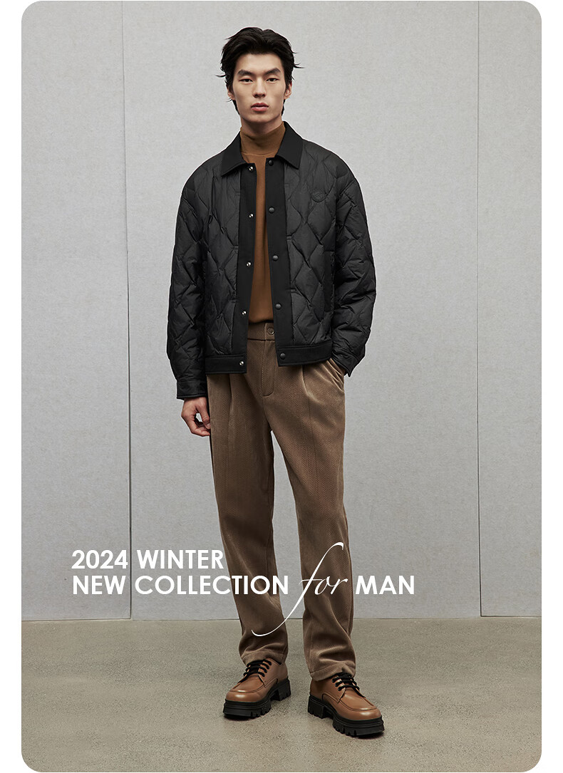GXG Men's Lightweight Shirt-Style down Jacket, Winter 2024 New Product, Black, Size 175/L 16