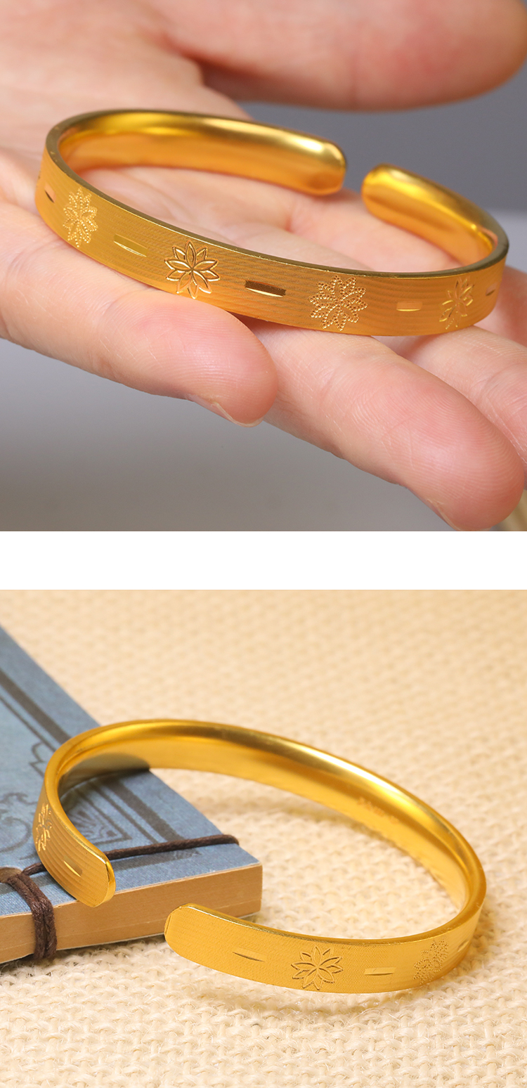 金手镯女款实心金镯子送老婆礼物金包银首饰不掉色bj1137遇见一生开口