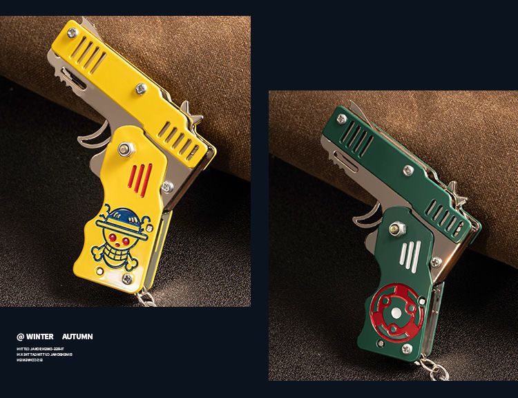 折叠橡皮筋枪男孩枪五爪金龙网红小全金属超远发射距离折叠皮筋枪金龙