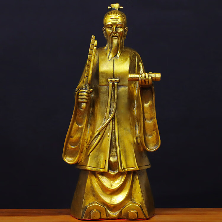 摆件姜太公钓鱼站像姜尚大号神像拿打神鞭骑鹿铜像 姜子牙钓鱼款