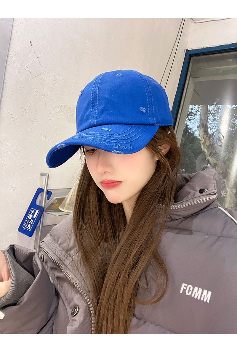 克莱因蓝帽子韩版大头围遮阳显脸小鸭舌帽新款时尚克莱因蓝m可调节