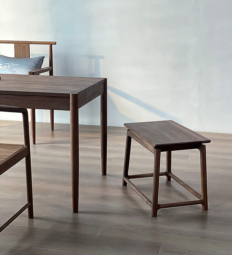 及木森品 实木茶桌茶台 北美黑胡桃木茶桌 家用实木书桌餐桌新中式