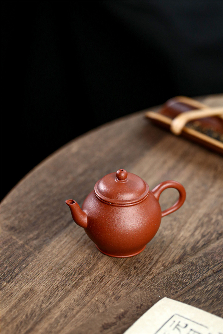宜兴紫砂壶生砂老朱泥宫灯100ml潮汕功夫茶具小容量茶