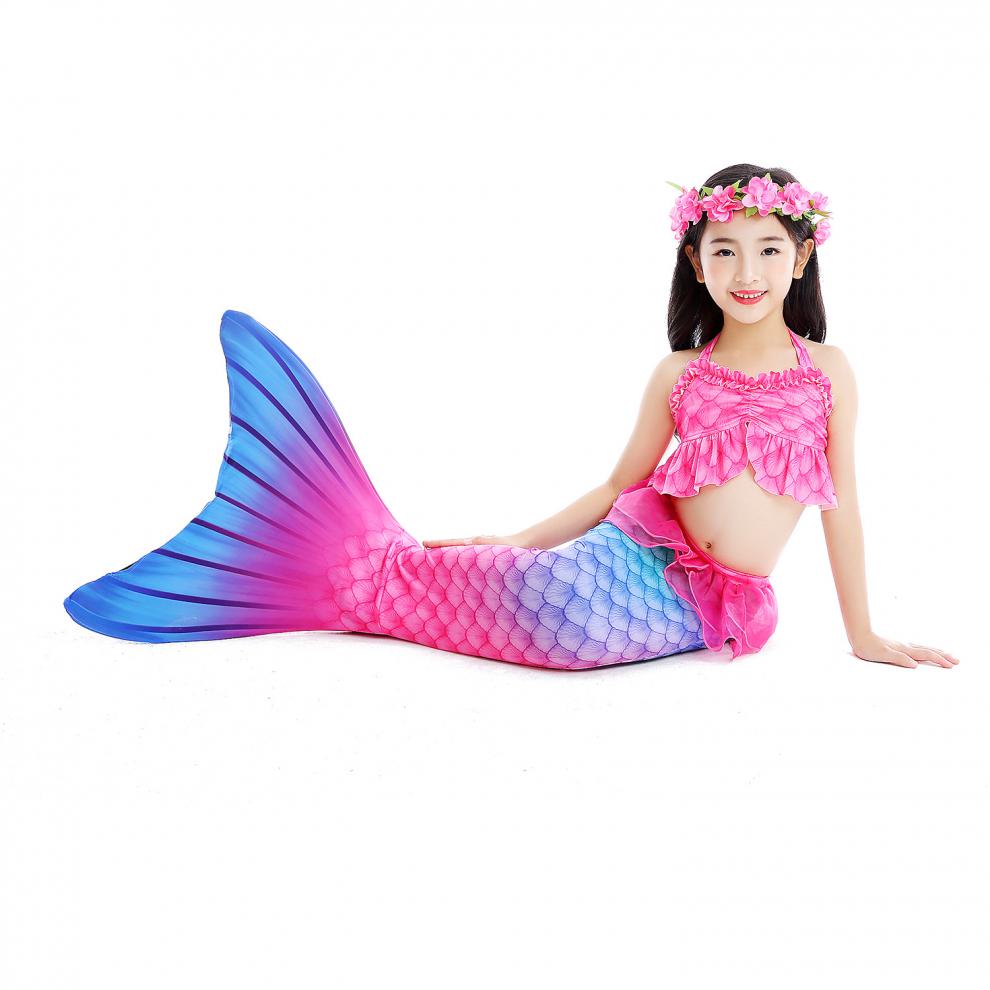 李宁lining同款美人鱼服装人鱼尾巴泳衣女童公主裙游泳衣裤套装儿童