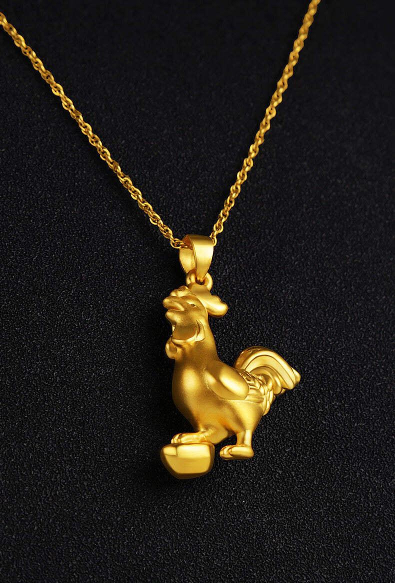 老凤凰3d硬金生肖吊坠黄金吊坠宝宝金鸡黄金项链吊坠小金鸡吊坠3d硬金