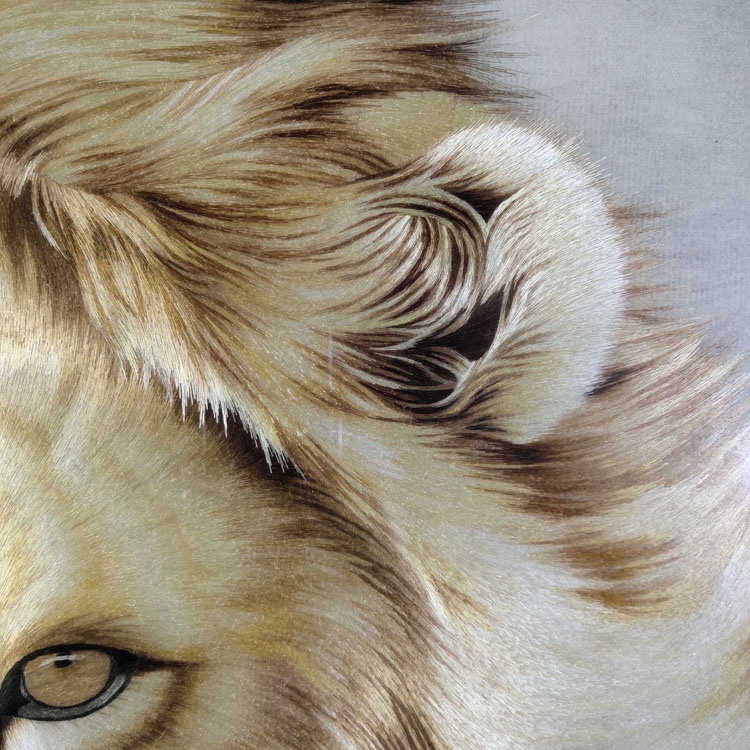 品绣者湘绣吴峣工笔作品动物雄风狮子雄狮单面绣客厅装饰画卧室书房