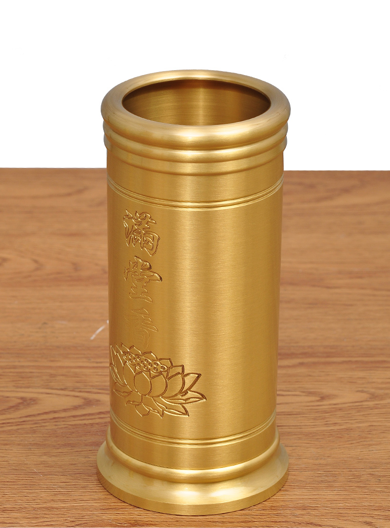 莲花铜香筒寺庙佛具装香筒寺庙佛前香具香插香桶居家佛堂供奉供具 7寸