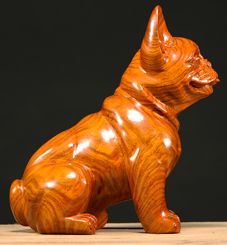 奈希森花梨木雕狗摆件动物雕刻十二生肖狗红木家居客厅酒柜办公室桌面