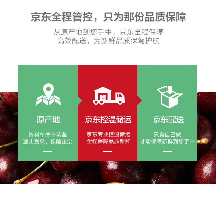 京觅 智利进口车厘子 2.5kg JJ级大果 + 蓝莓 125g*6盒装 图7