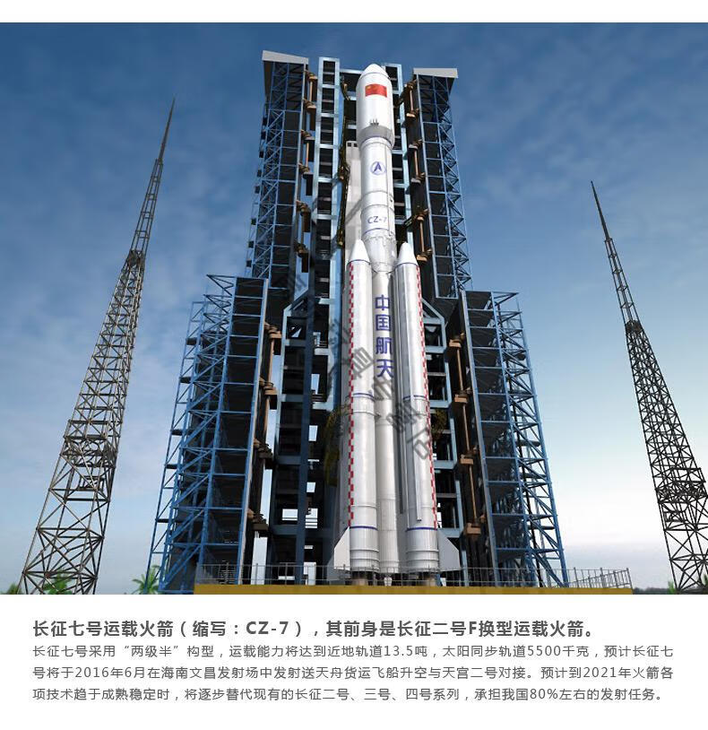 165中国长征7号七号运载火箭仿真合金成品航天模型火箭模型