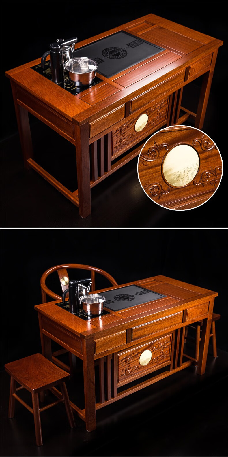 刚果沙比利茶台家用阳台功夫茶几盘小号 茶缘单茶桌带电茶炉【图片