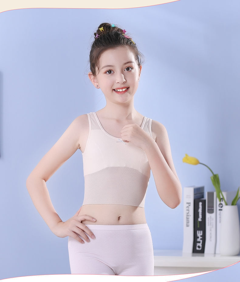 女童内衣发育期儿童内穿裹胸适合12-16岁小女孩穿的薄款蝴蝶结网纱