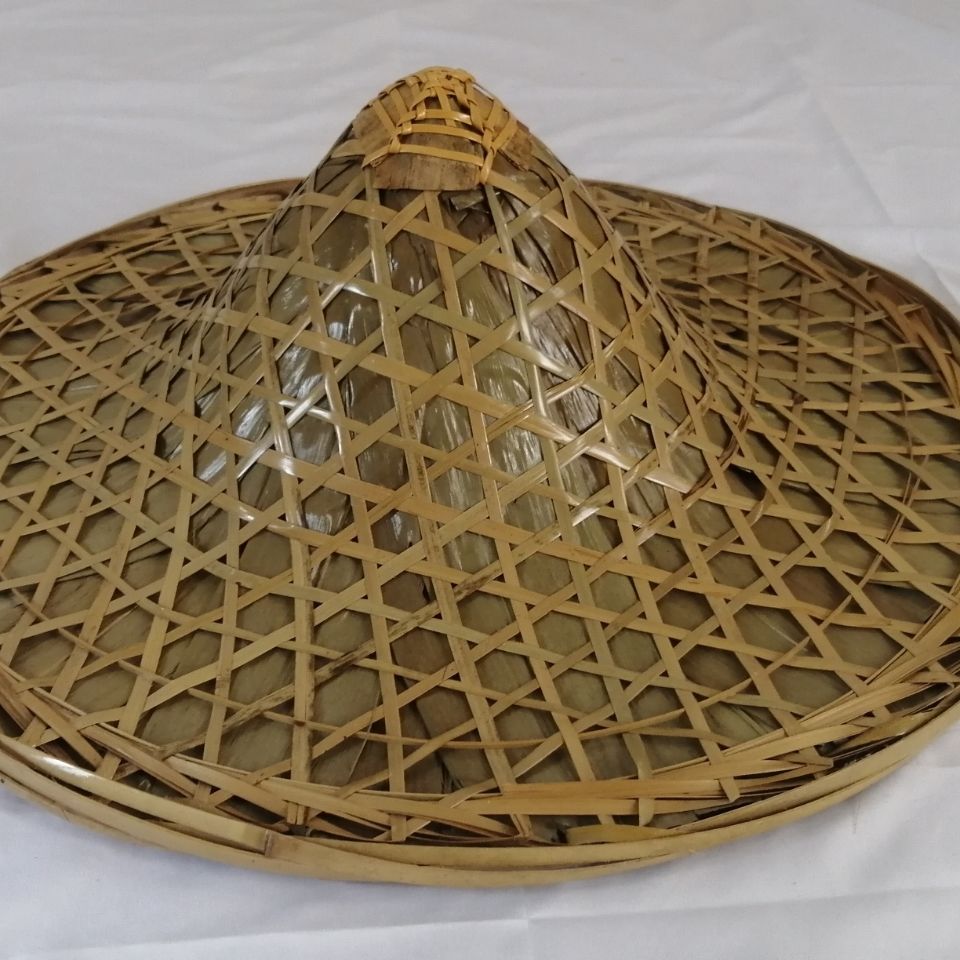 盼玫服饰配件 斗笠帽竹编帽子尖顶红军斗笠帽儿童成人劳保防雨防晒