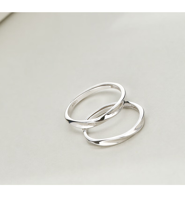甄熙银莫比乌斯环情侣戒指一对男女对戒时尚个性简约刻字指环礼物七夕
