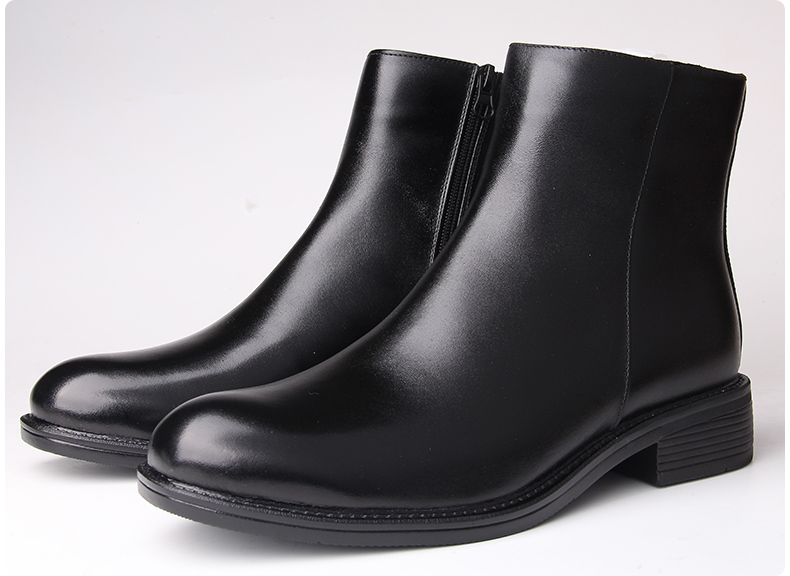 皮鞋07校尉毛皮鞋男冬季加绒加厚棉靴子防滑保暖防寒靴一脚蹬羊毛皮靴