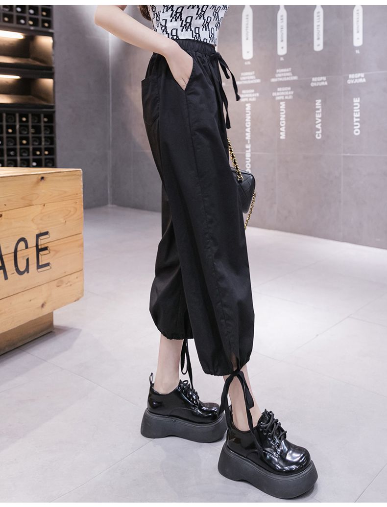 灯笼裤女夏季小个子休闲束脚工装裤女2022春夏季薄款宽松显瘦灯笼裤