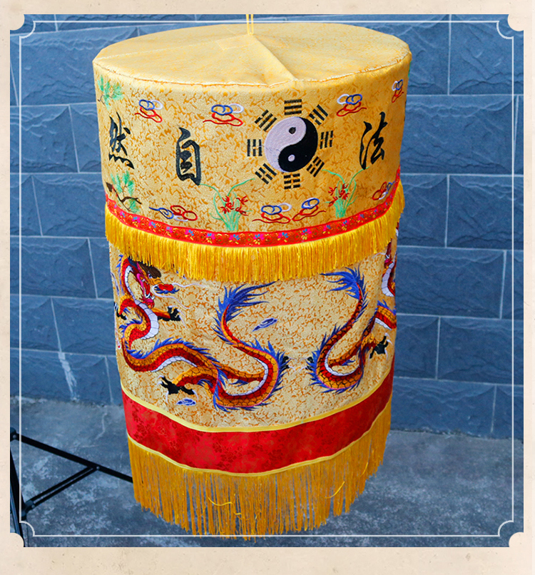 8米道教黄龙花盖宝盖佛教用品绣品黄罗伞桌围经幢长幡 120cm直径宝盖