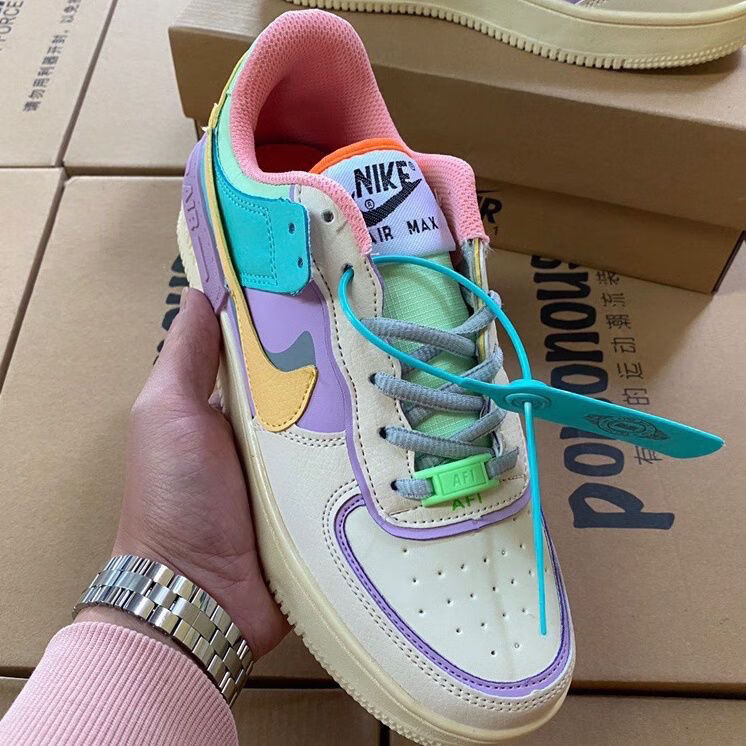 一号马卡龙独角兽运动板鞋aj女鞋樱花粉低帮学生韩版鞋子 玛卡龙奶油