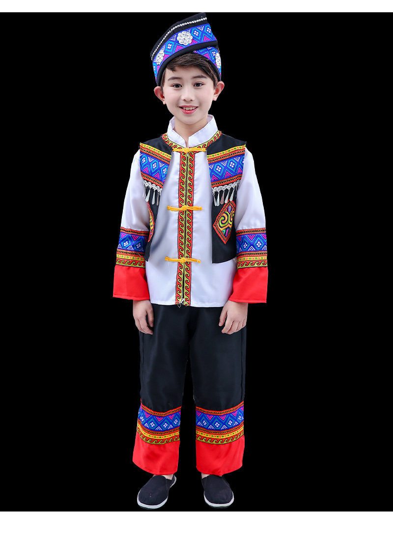 广西三月三民族服装男童新款儿童少数壮族表演服饰女童舞蹈演出服男童