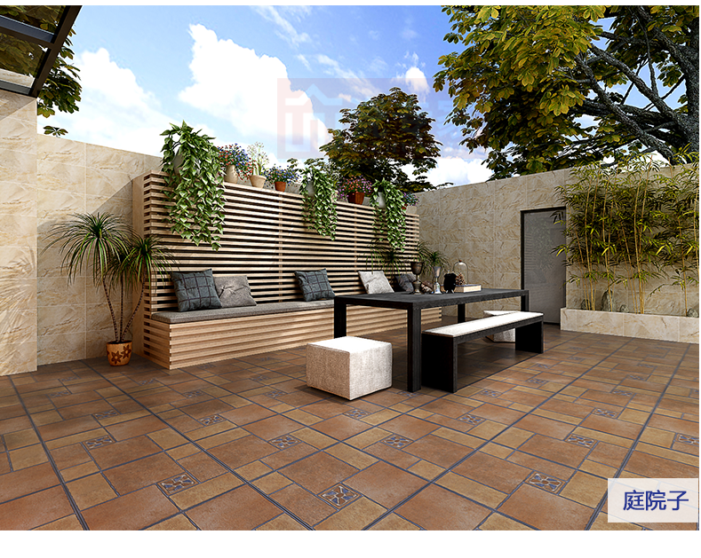 美式田园露台花园仿古砖阳台瓷砖户外滑中式庭院墙地砖600x600 智利