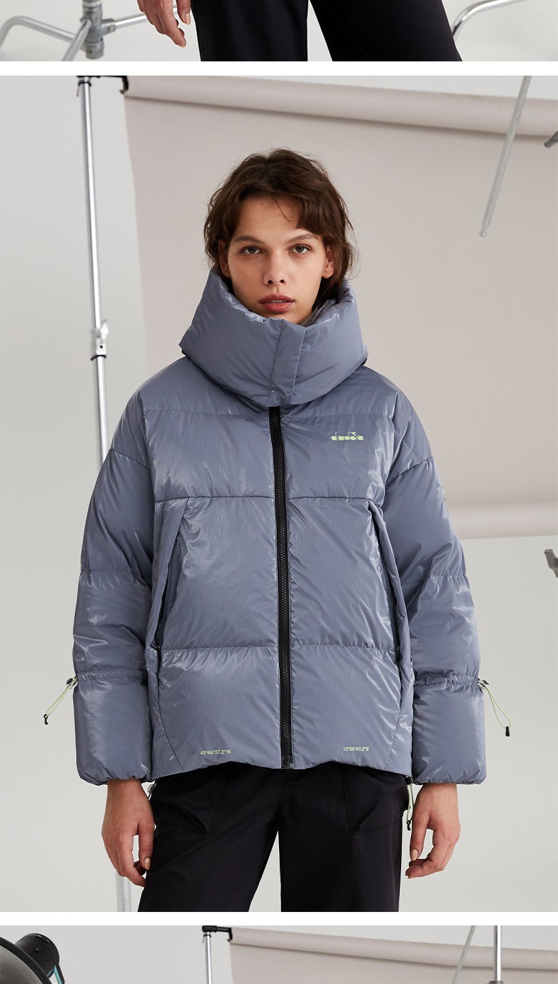 diadora迪亚多纳女装防泼水羽绒服女白鹅绒保暖潮流外套乳白色s