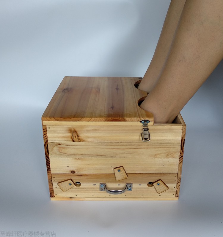 新款实木制足疗箱足部灸盒足底艾灸盒脚底熏艾盒足灸仪艾条家用钻孔款