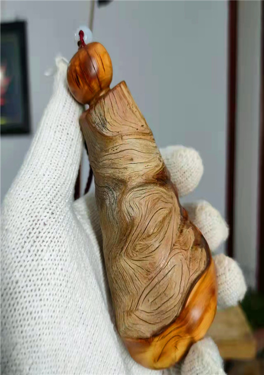 一北太行崖柏手把件瘤花把件陈化虎皮纹随形手把件毛料练手小料藕色a