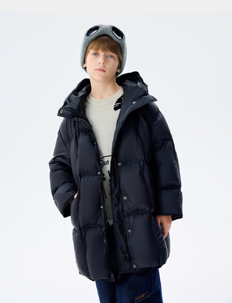 M.Latin Children's Mid-Length down Jacket, 2024 Winter New Style, Girls' down Coat, Rose Pink, 160cm 12
