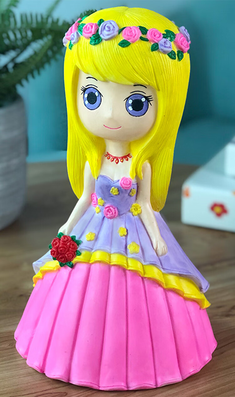 2022新款石膏娃娃手工涂色白胚公丶仔diy儿童涂鸦画画玩具搪胶存钱罐