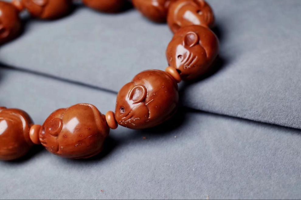 岚诗妮薇紫金鼠手串紫金鼠鼠雕刻小老鼠手串菩提子籽文玩鼠钱手链男